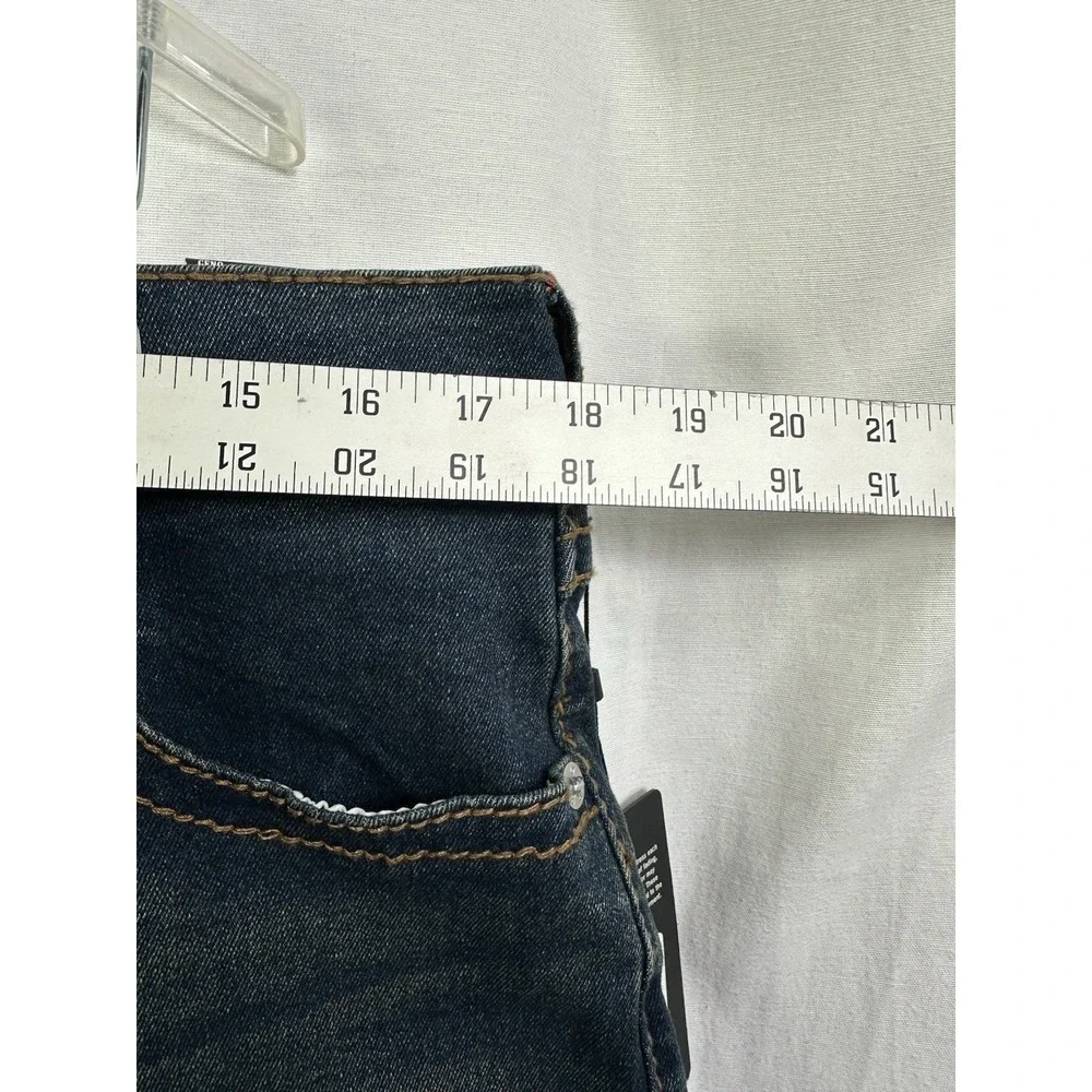 True‎ Religion Men Sz 34x32 Geno SN Flap Relaxed Slim Jeans Blue Denim Orange
